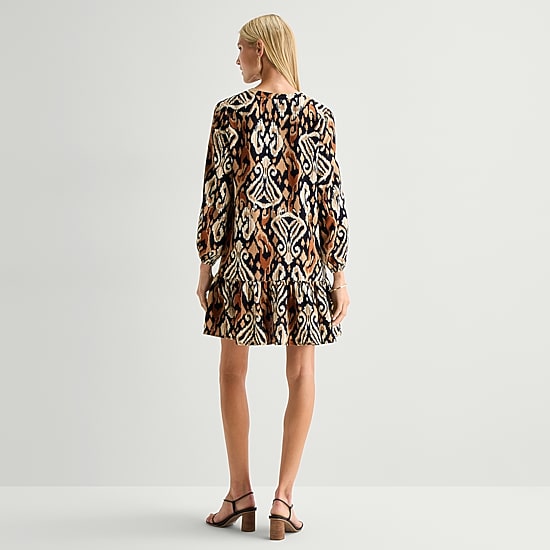 Be by CHETTA B Womens V Neck Long Sleeve Abstract Shift Dress
