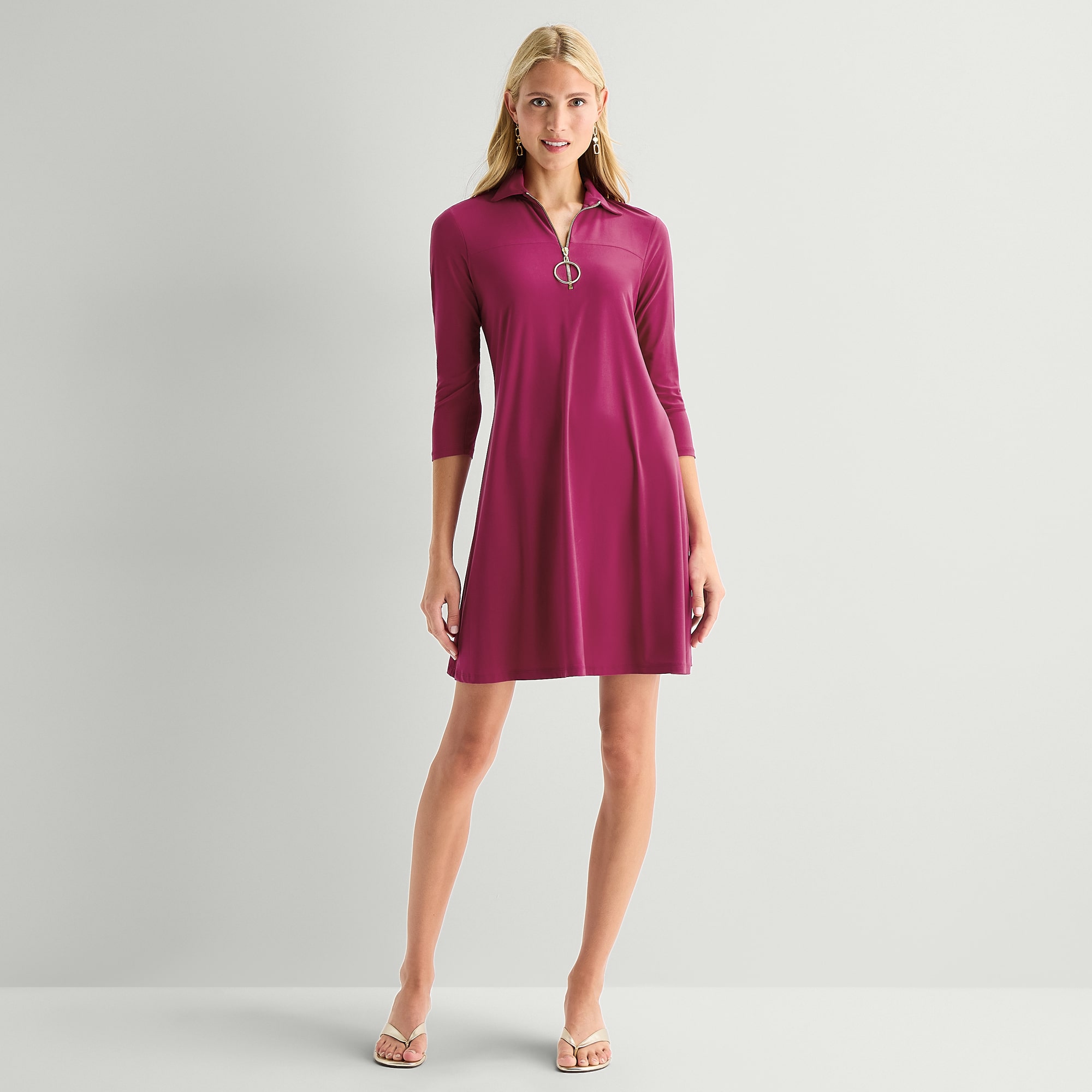 MSK Womens 3/4 Sleeve Shirt Dress