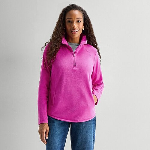 St. John's Bay Womens Mock Neck Long Sleeve Quarter-zip Pullover In Pink