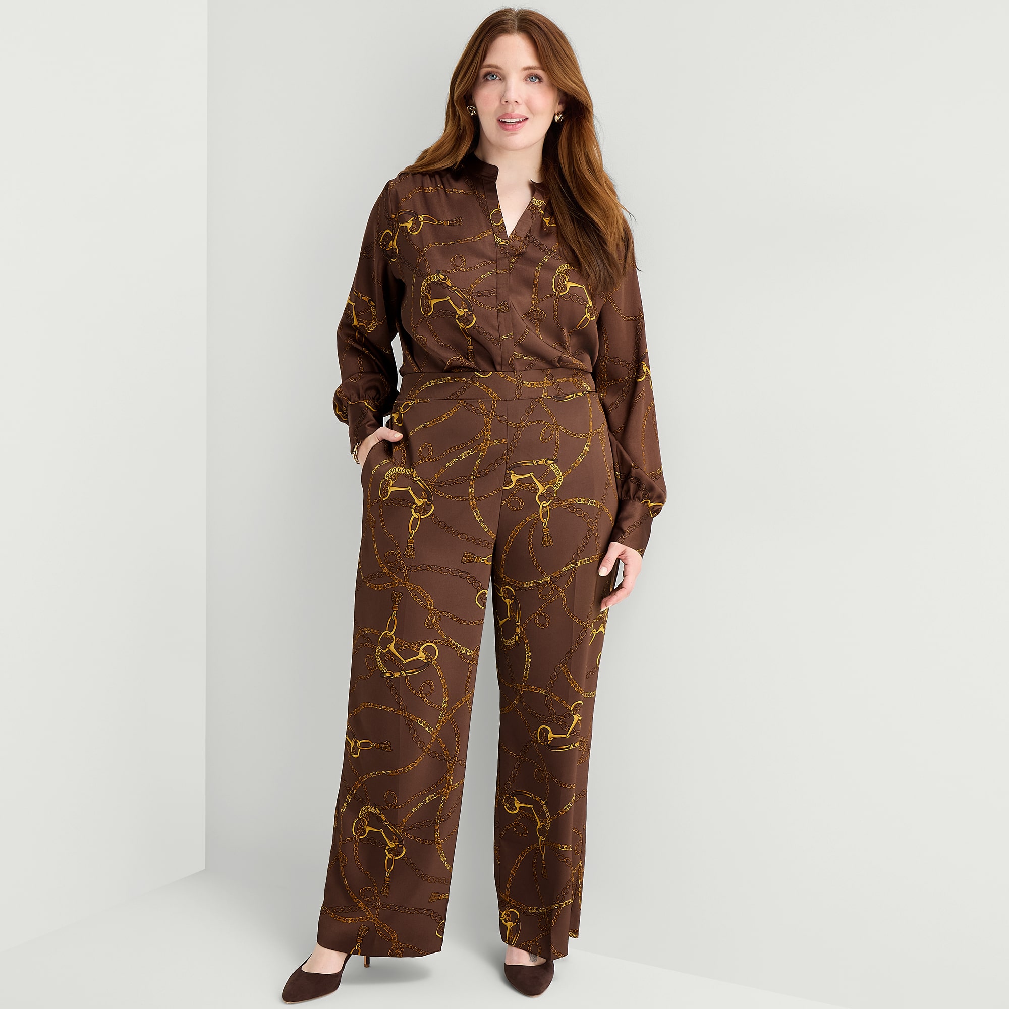 Liz Claiborne Womens Plus Split Crew Neck Long Sleeve Blouse
