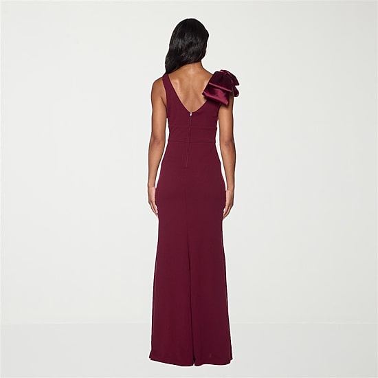 Premier Amour Womens V Neck Sleeveless Floral Evening Gown