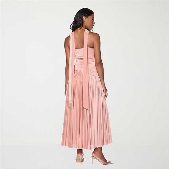 Premier Amour Womens Midi Straight Neck Sleeveless Fit + Flare Dress