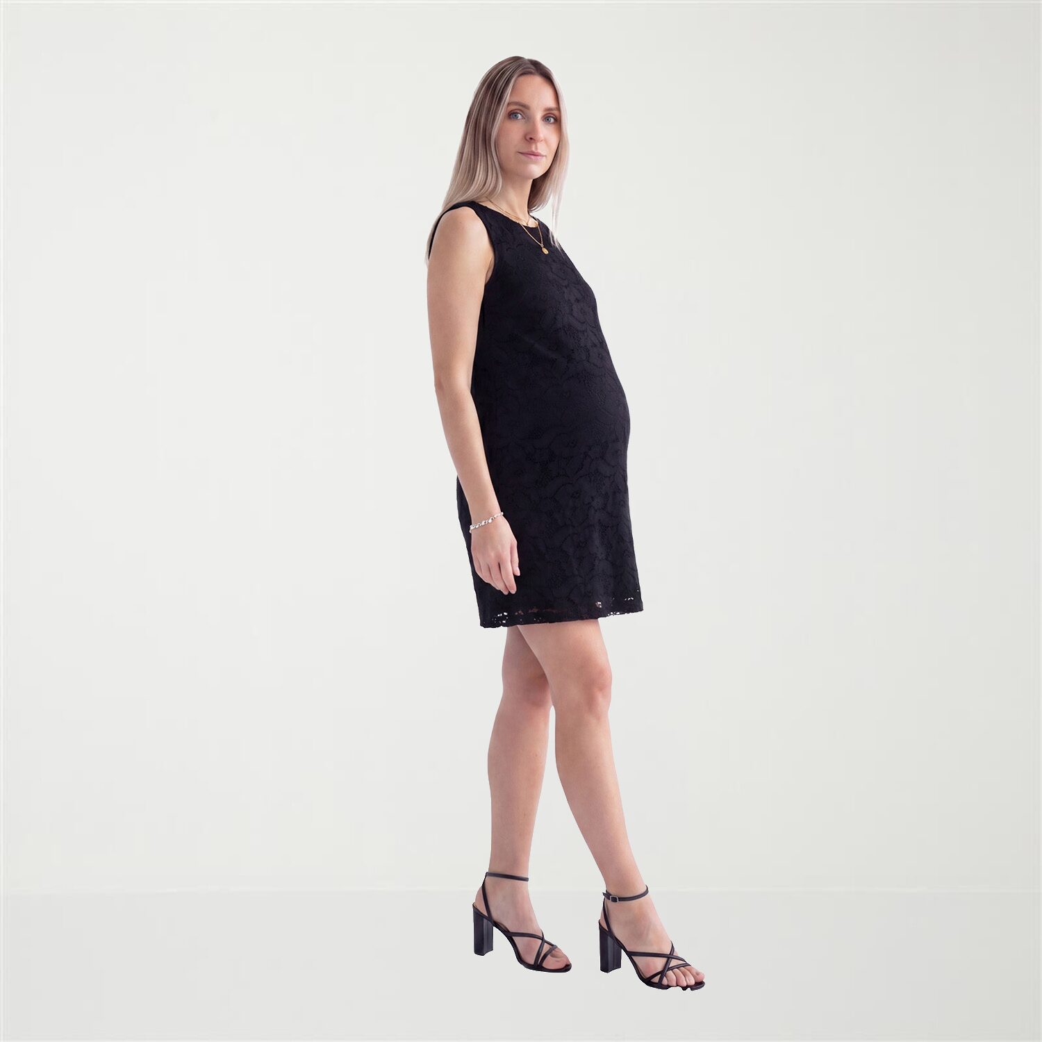 24seven Comfort Apparel Maternity Womens Boat Neck Sleeveless Shift Dress