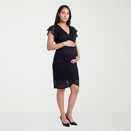 24seven Comfort Apparel Womens Maternity Short Sleeve Midi Wrap Dress
