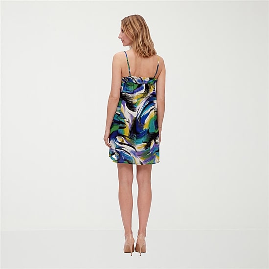 24seven Comfort Apparel Womens Maternity Square Neck Sleeveless Abstract A-Line Dress