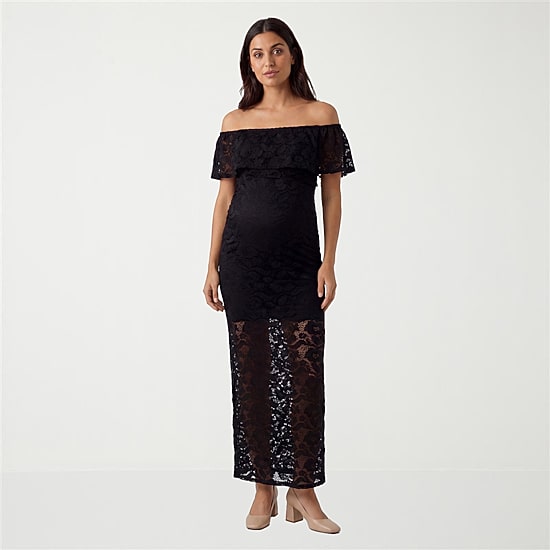 24seven Comfort Apparel Womens Maternity Straight Neck Short Sleeve Bodycon Dress