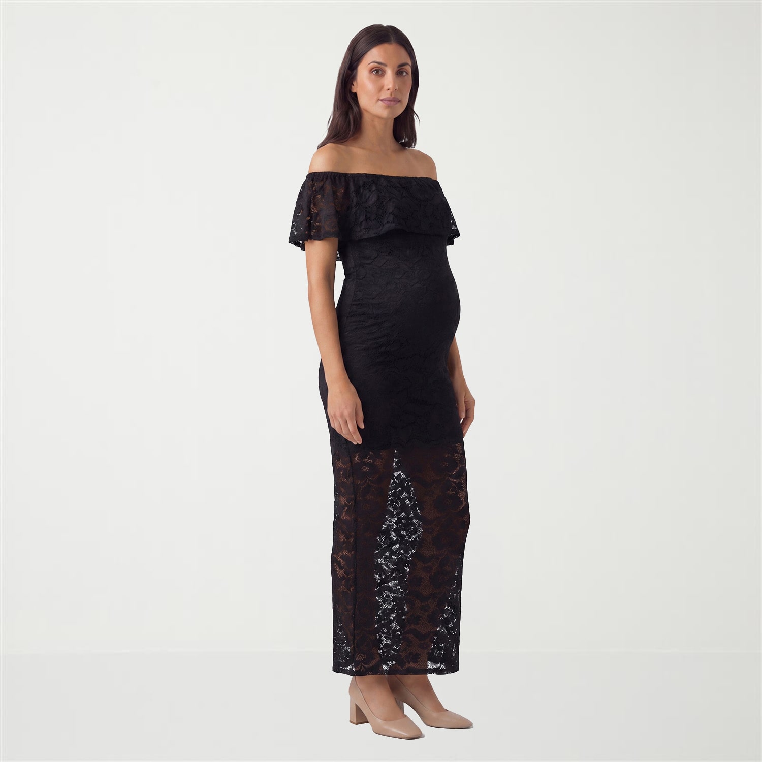 24seven Comfort Apparel Maternity Womens Straight Neck Short Sleeve Bodycon Dress