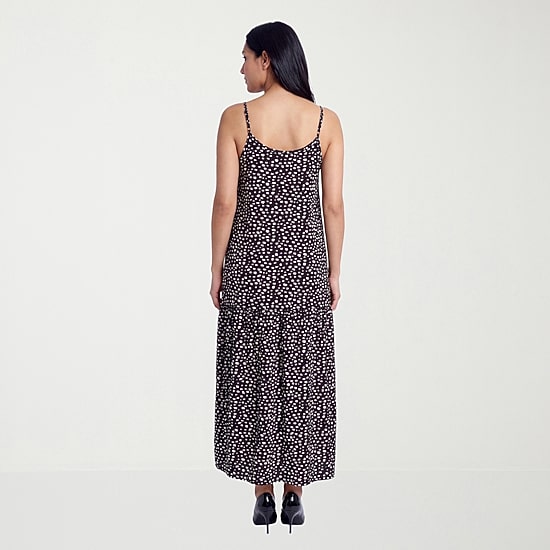 24seven Comfort Apparel Womens Maternity Scoop Neck Sleeveless Dots A-Line Dress