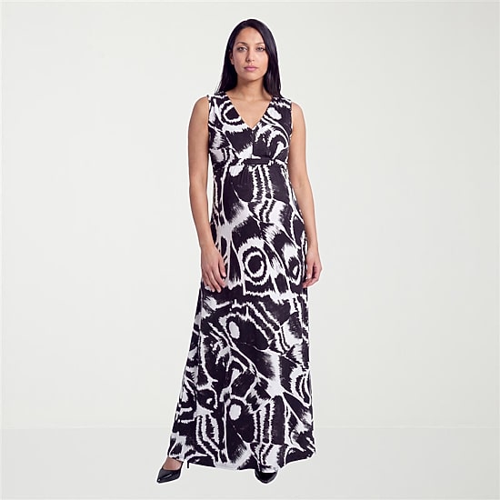 24seven Comfort Apparel Womens Maternity V Neck Sleeveless Abstract A-Line Dress
