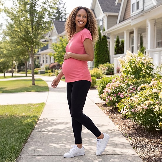 24seven Comfort Apparel Womens Maternity Round Neck Short Sleeve T-Shirt