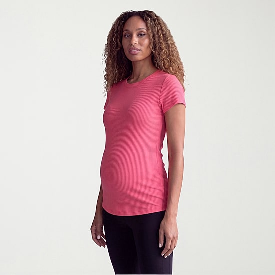 24seven Comfort Apparel Womens Maternity Round Neck Short Sleeve T-Shirt
