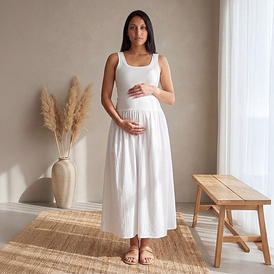 24seven Comfort Apparel Womens Maternity Scoop Neck Sleeveless A-Line Dress