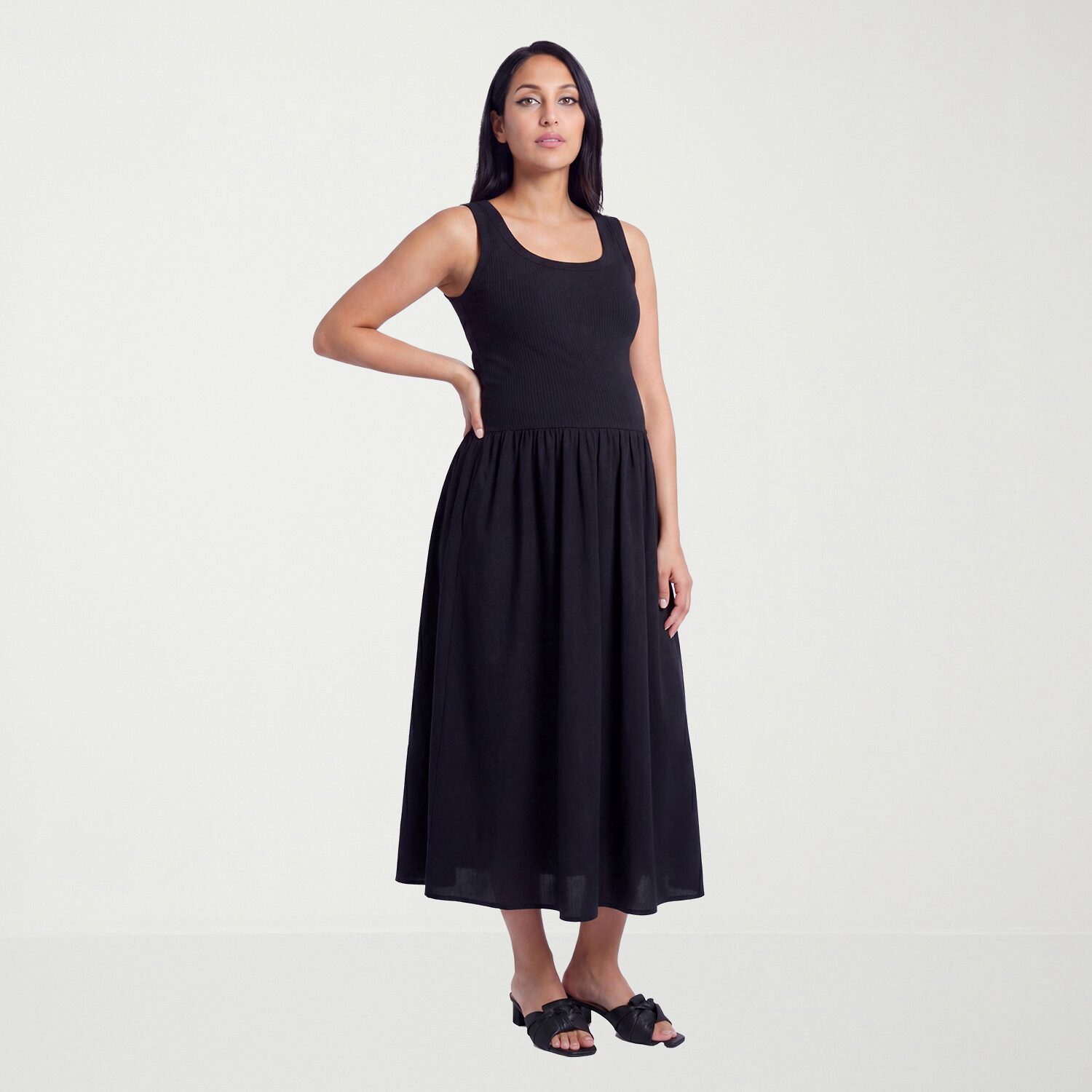 24seven Comfort Apparel Maternity Womens Scoop Neck Sleeveless A-Line Dress