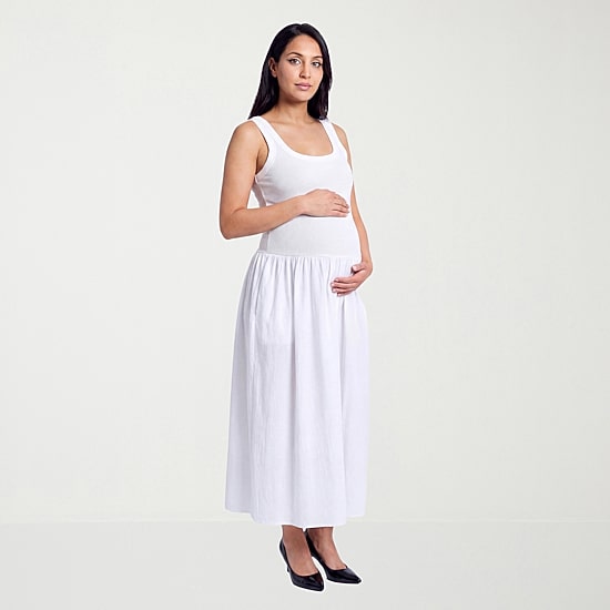 24seven Comfort Apparel Womens Maternity Scoop Neck Sleeveless A-Line Dress