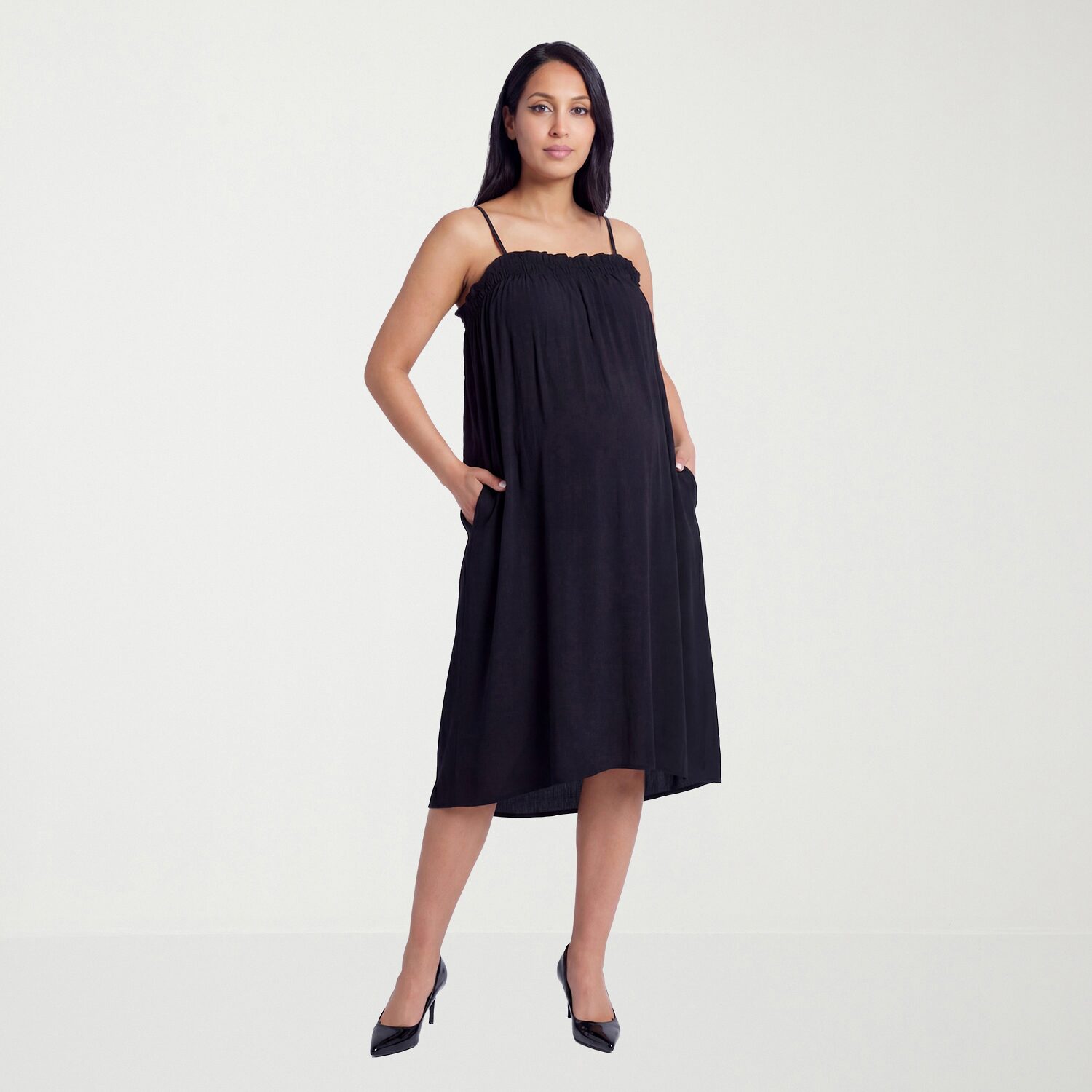 24seven Comfort Apparel Womens Maternity Square Neck Sleeveless A-Line Dress