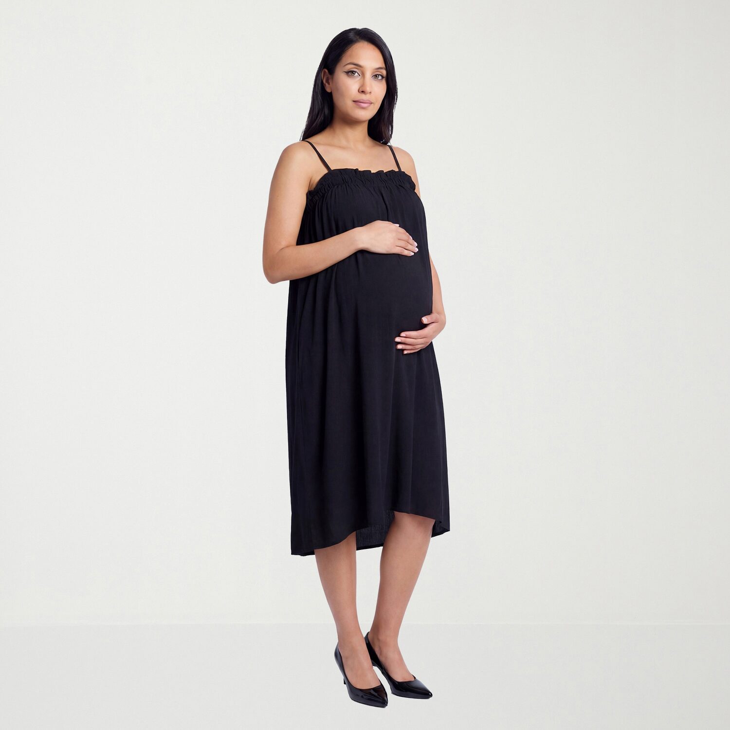 24seven Comfort Apparel Womens Maternity Square Neck Sleeveless A-Line Dress