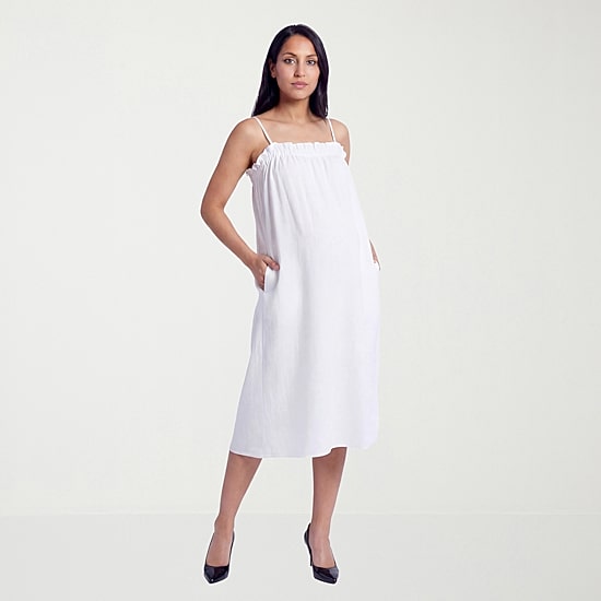 24seven Comfort Apparel Maternity Womens Maternity Square Neck Sleeveless A-Line Dress