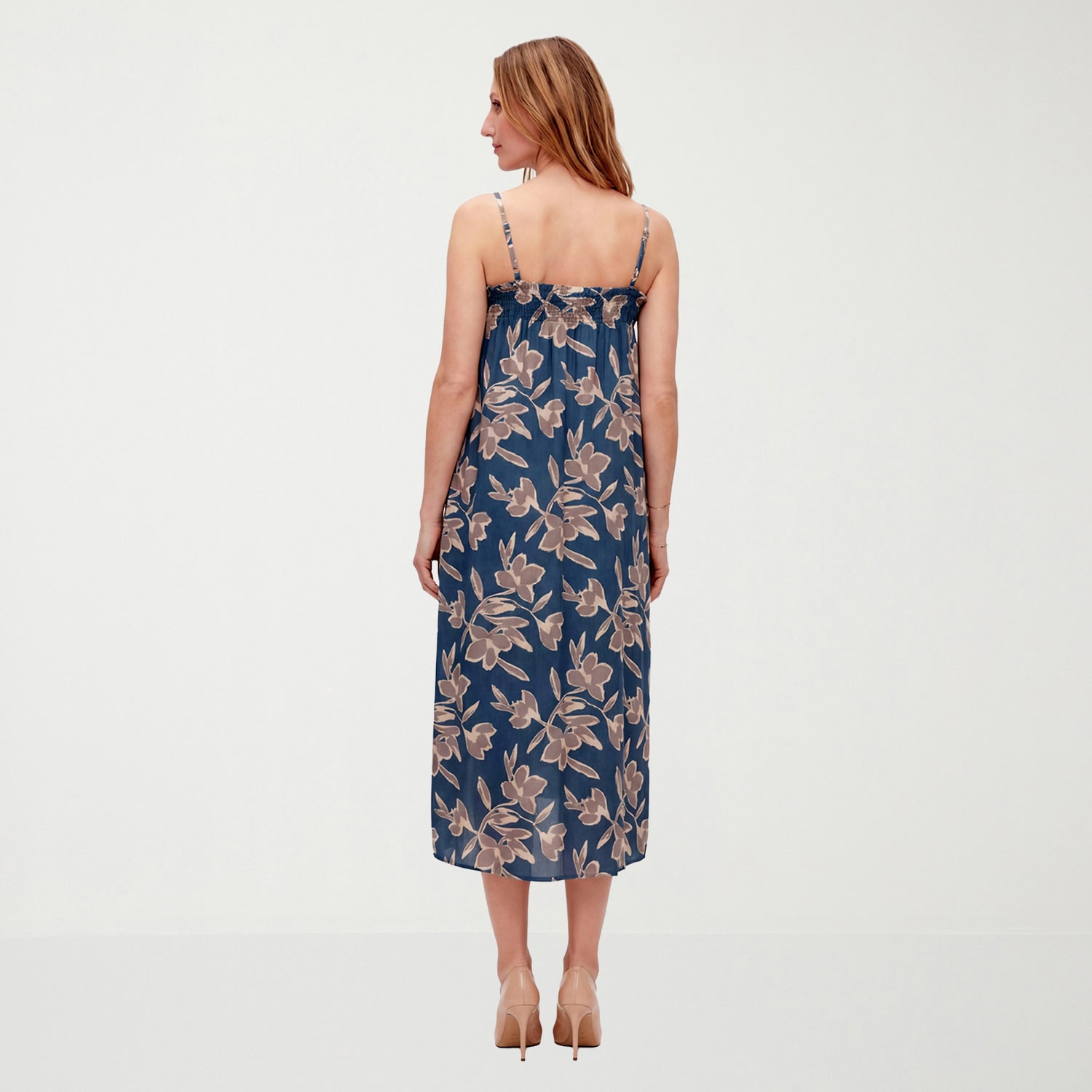 24seven Comfort Apparel Maternity Womens Square Neck Sleeveless Floral A-Line Dress