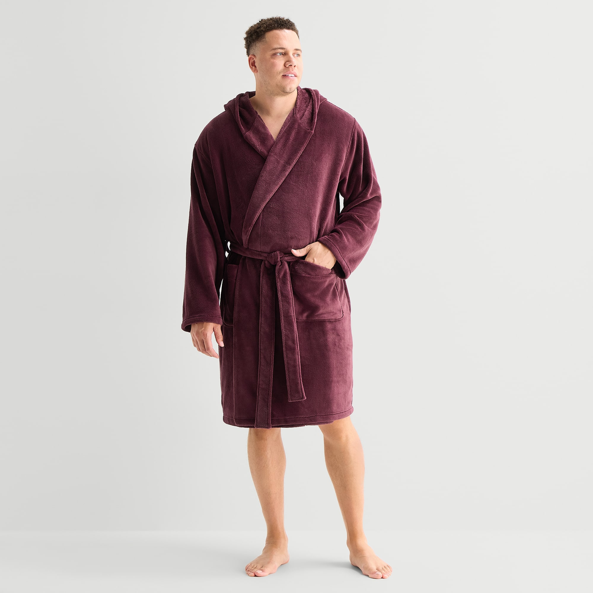 St. John's Bay Mens Knee Length Long Sleeve Robe