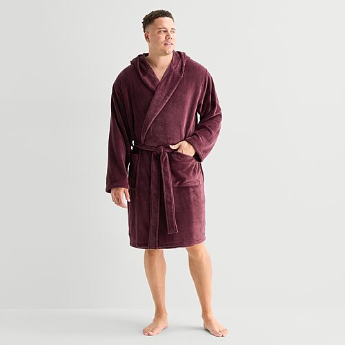 St. John's Bay Mens Big And Tall Long Sleeve Knee Length Robe In Purple