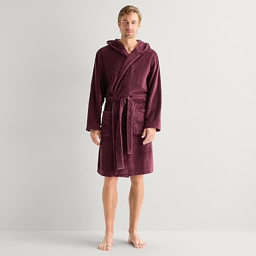 St. John's Bay Mens Long Sleeve Knee Length Robe In Purple