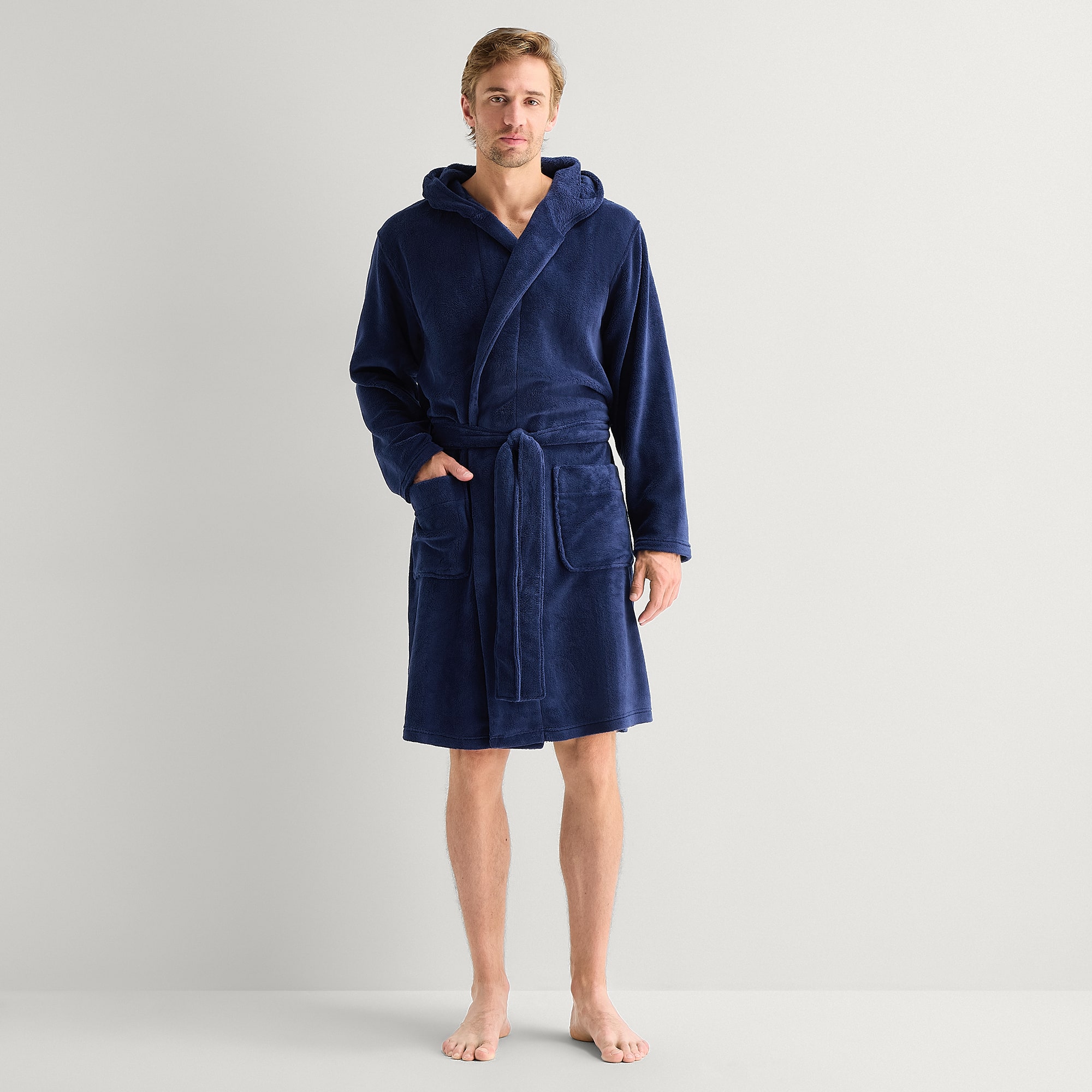 St. John's Bay Mens Knee Length Long Sleeve Robe