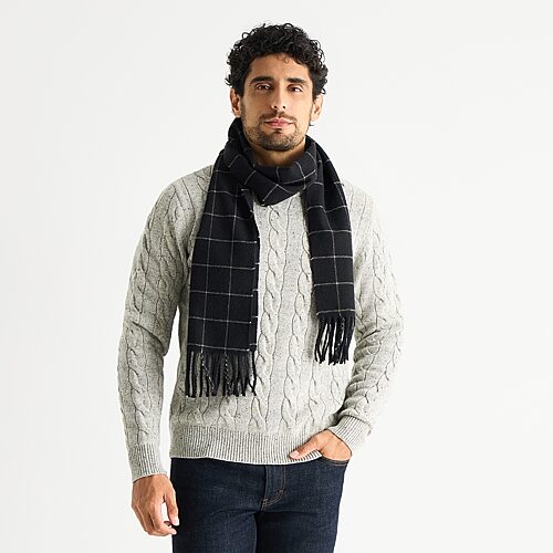 Stafford Classic Grid Scarf In Black