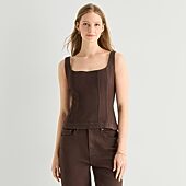 A.N.A Denim Corset Womens Square Neck Sleeveless Tank Top