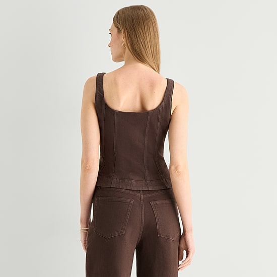 A.N.A Denim Corset Womens Square Neck Sleeveless Tank Top
