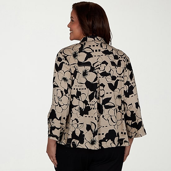 Alfred Dunner Travel Advisory Womens Plus 3/4 Sleeve Blouse