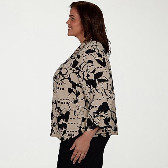 Alfred Dunner Travel Advisory Womens Plus 3/4 Sleeve Blouse