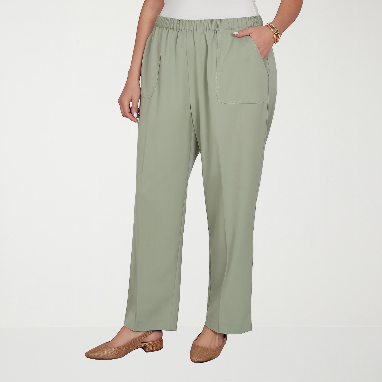 Alfred Dunner Inidigo Girls Womens Straight Mid Rise Pull-On Pant
