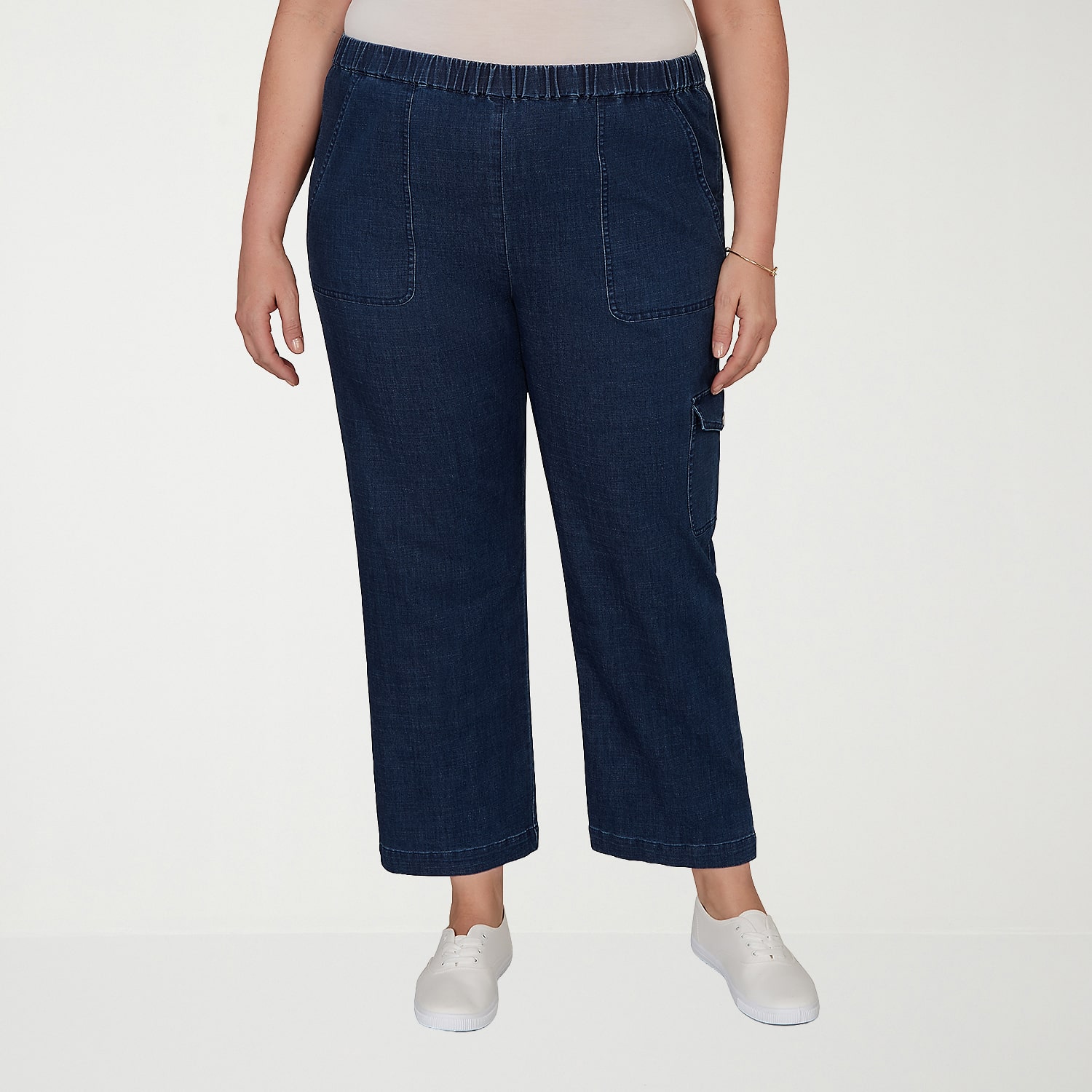 Alfred Dunner Inidigo Girls Womens Plus Straight Mid Rise Cropped Pant