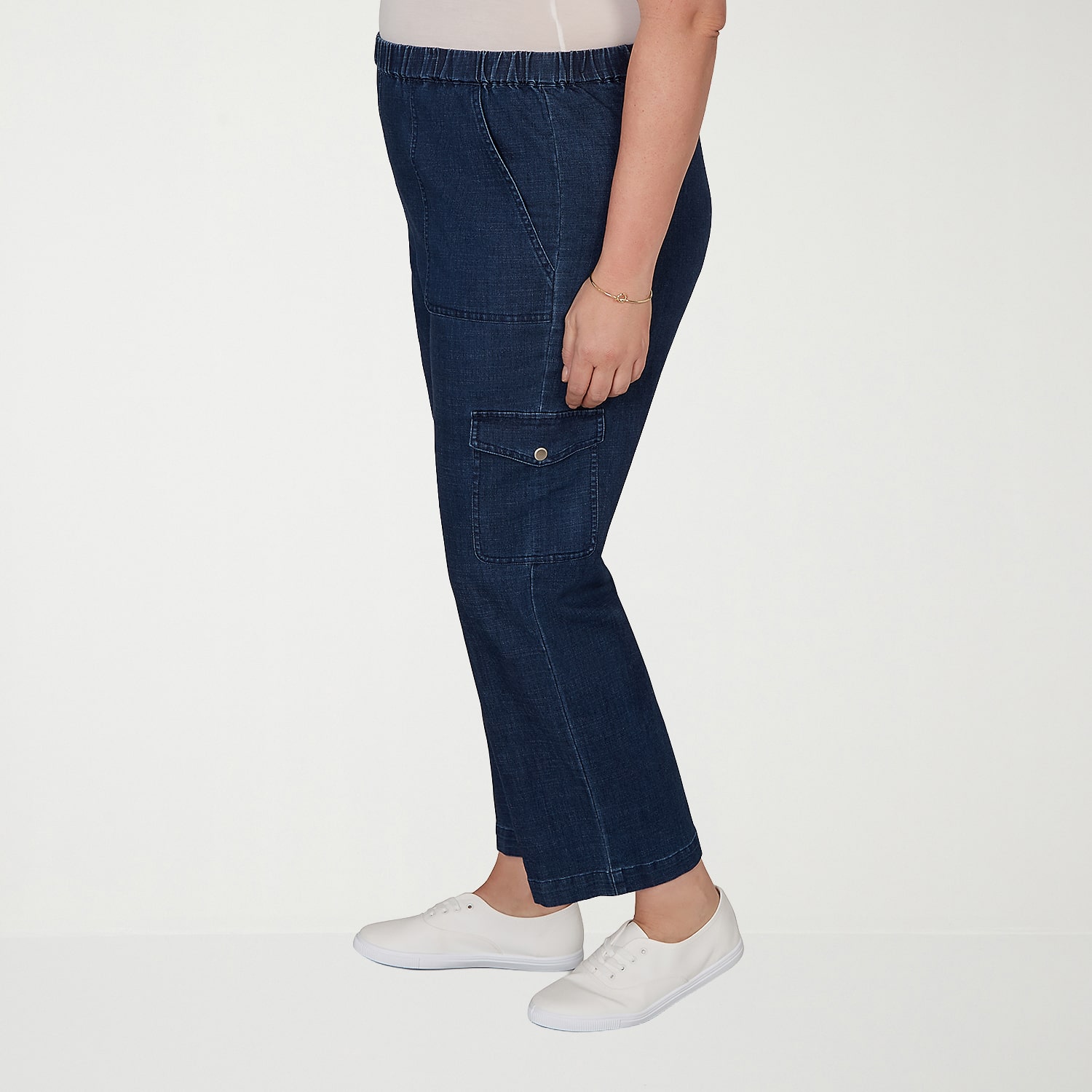 Alfred Dunner Inidigo Girls Womens Plus Straight Mid Rise Cropped Pant