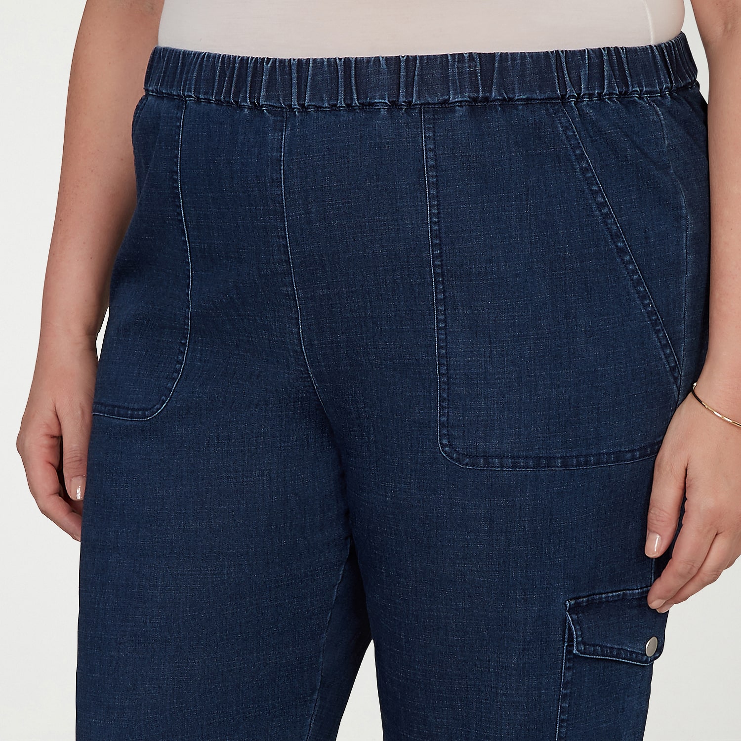 Alfred Dunner Inidigo Girls Womens Plus Straight Mid Rise Cropped Pant