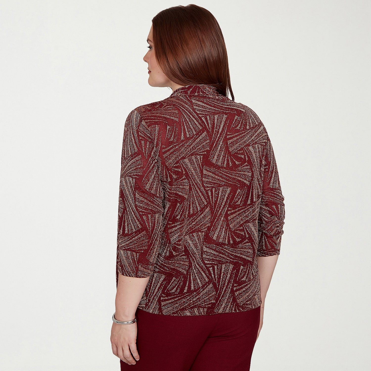 Alfred Dunner Union Square Womens Crew Neck 3/4 Sleeve T-Shirt