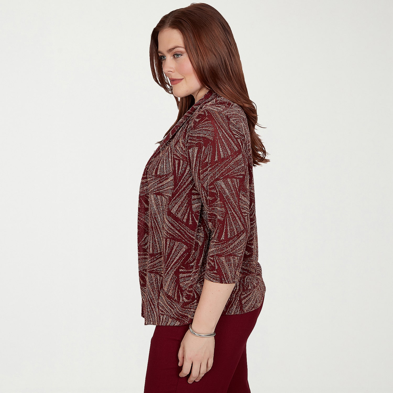 Alfred Dunner Union Square Womens Crew Neck 3/4 Sleeve T-Shirt