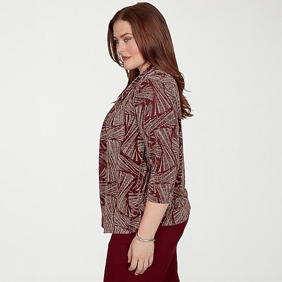 Alfred Dunner Union Square Womens Crew Neck 3/4 Sleeve T-Shirt