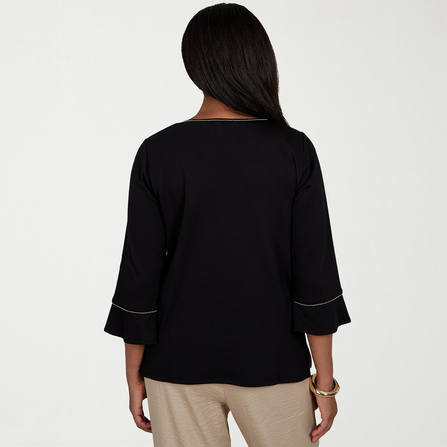Alfred Dunner Womens Crew Neck 3/4 Sleeve T-Shirt