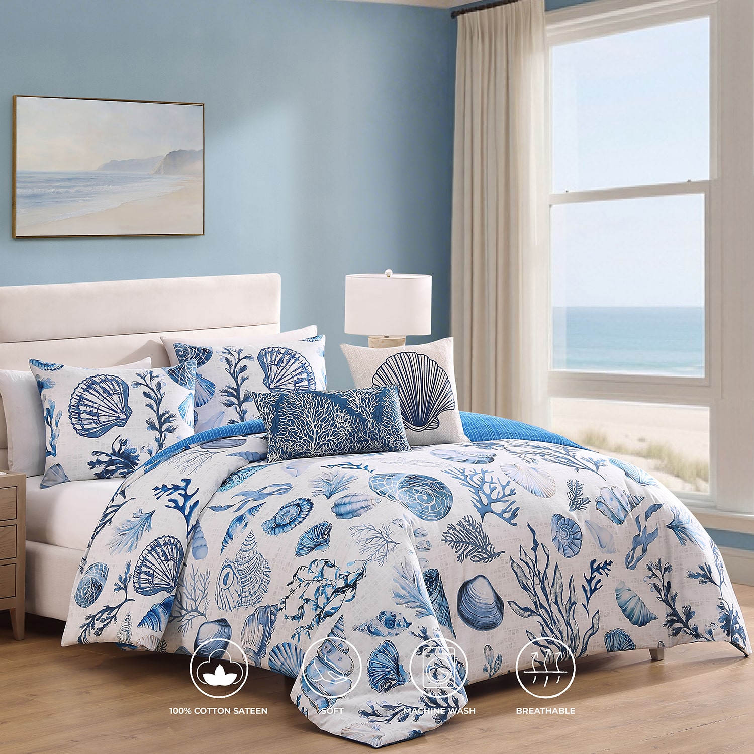 Bebejan Shells And Seaplants 5-pc. Reversible Comforter Set