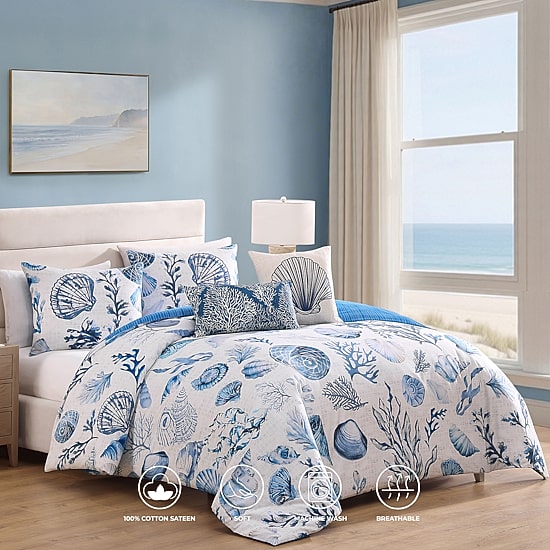 Bebejan Shells And Seaplants 5-pc. Reversible Comforter Set