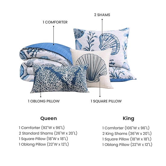 Bebejan Shells And Seaplants 5-pc. Reversible Comforter Set