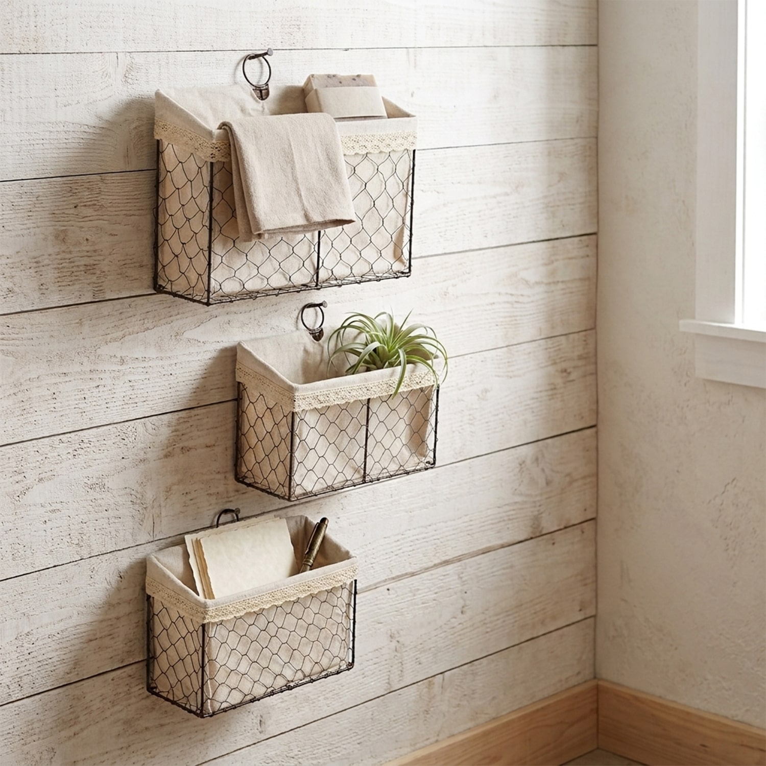 Cheungs Set Of 3 Lined Wire Organizer
