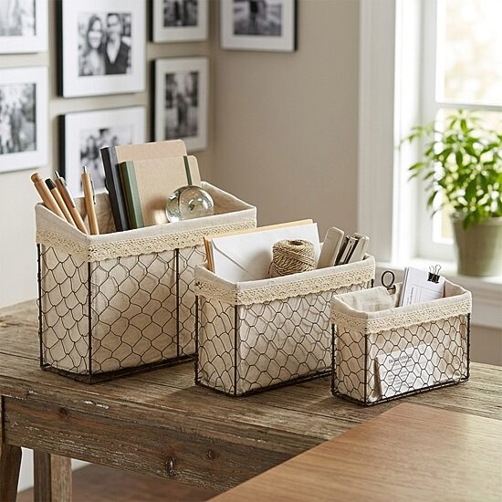 Cheungs Set Of 3 Lined Wire Organizer