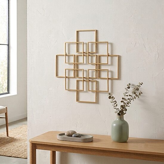 Cheungs Richese Gold Repeating Square Metal Wall Sculpture