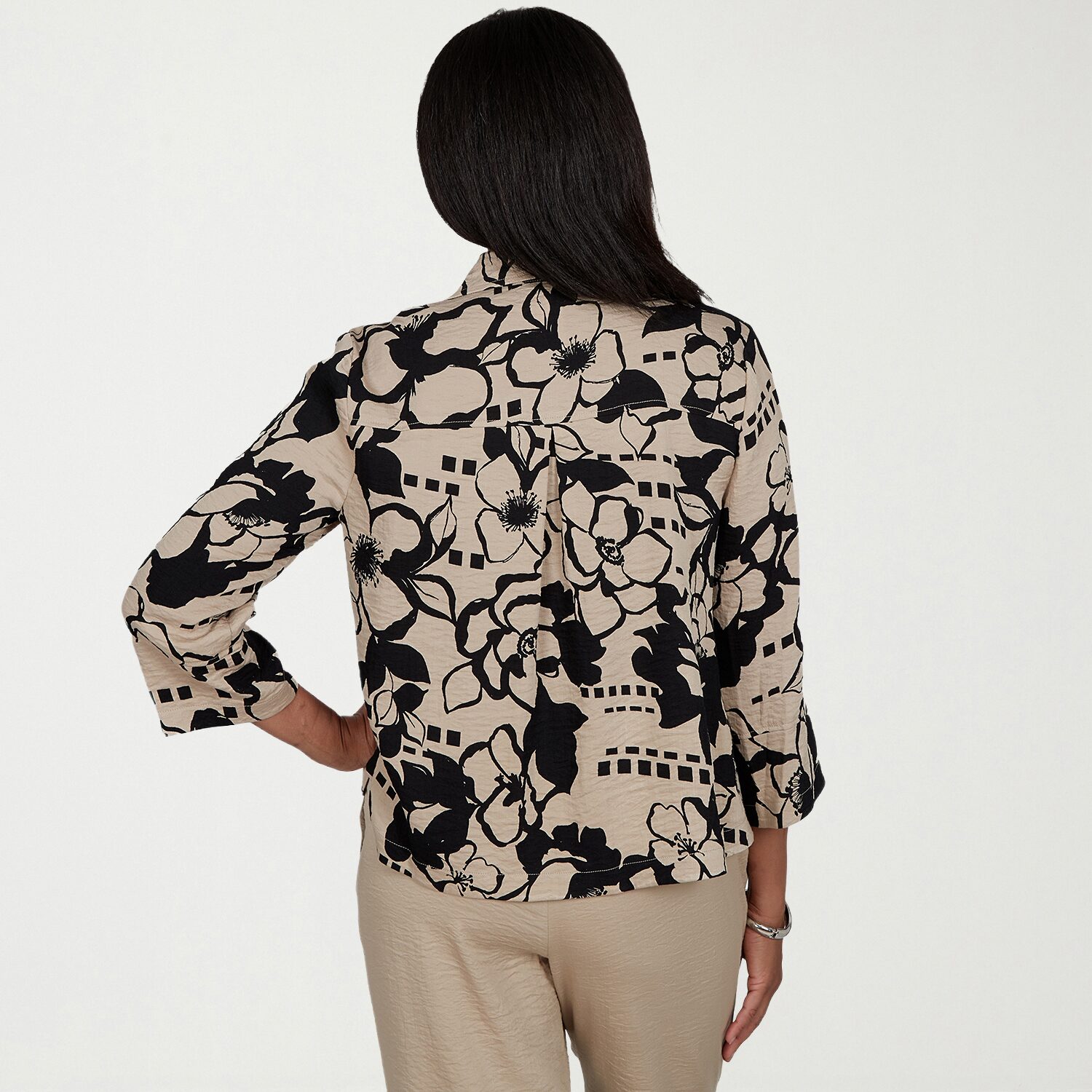 Alfred Dunner Womens 3/4 Sleeve Blouse