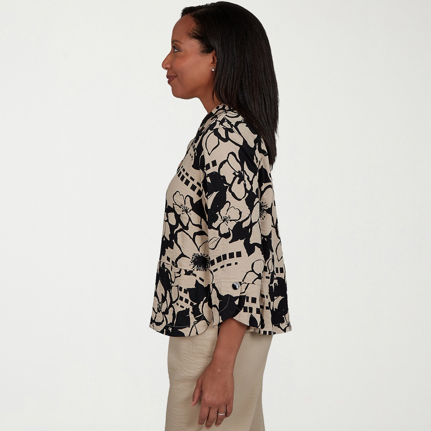 Alfred Dunner Womens 3/4 Sleeve Blouse
