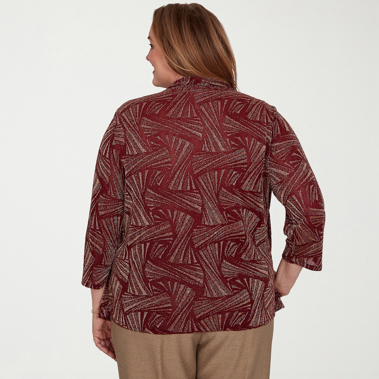 Alfred Dunner Union Square Womens Plus Crew Neck 3/4 Sleeve Layered Top