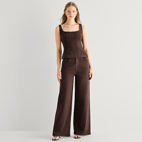 Ana Womens Highest Rise Wide Leg Jean In Brown