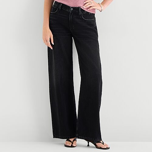 Ana Womens Low Rise Loose Fit Jean In Black